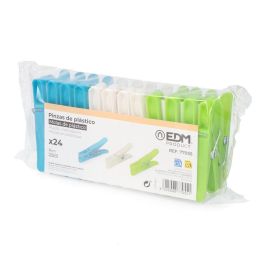 Edm 24 pinzas de plástico para ropa, colores variados, muelle metálico inoxidable, 8 cm