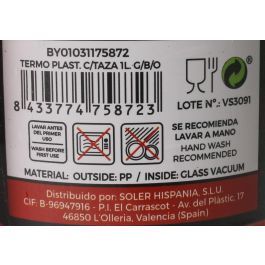 Thermosport Termo Plástico con Taza 1 Litro, Verde/Azul/Naranja, 11 x 29 x 13 cm (12 Unidades)