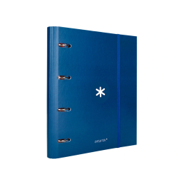 Antartik Carpeta con Recambio A4, 4 Anillas 40mm Redondas, Cuadro 5mm, 90gr, Azul Marino