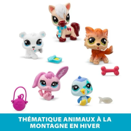 Bandai 3701405822897 Pack 5 Mascotas Littlest Pet Shop Montagne Animales Coleccionables
