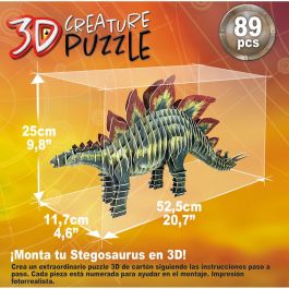 Educa Puzzle 3D Stegosaurus 19184 - Criatura Realista de Cartón de 52,5 cm, 89 Piezas para +6 Años
