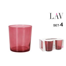 LAV Set de 4 Vasos Pinta, 340 ml, Color Rojo, 8.5 cm de Diámetro x 9 cm de Altura, Vidrio (6 Cajas) Precio: 40.2083. SKU: B1FA56ZVGK