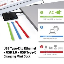 Club 3D Adaptador SenseVision USB 3.0 C a Ethernet Gigabit LAN con USB 3.0 y USB Tipo C