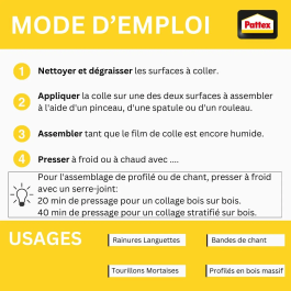 Pattex Classic 750gr Pegamento a base de acetato de polivinilo en dispersión acuosa para montaje, revestimiento y laminado