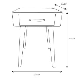 Home Deco Factory Mesita de Noche Gris Essentiel Estilo Escandinavo Madera Cajón 35x35x48 cm