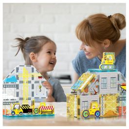 PICASSO TILES Bloques Magnéticos con 8 Vehículos +7 Triángulos, 4 Rectángulos y 26 Cuadrados para +3 Años