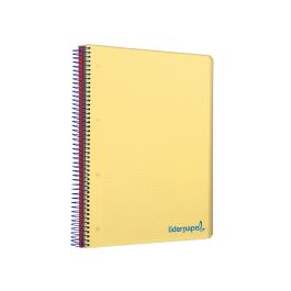 Cuaderno Espiral Liderpapel A4 Micro Wonder Tapa Plastico 120H 90 gr Cuadro 5 mm 5 Banda4 Taladros Color Amarillo