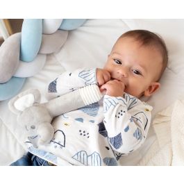 KioKids Sonajero Cricri Elefante Gris Colección Dolci Amici con Mordedor para Dentición y Sonidos Estimulantes, 25 cm, Bebés +0 meses