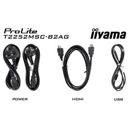 IIYAMA T2252MSC-B2AG Monitor Táctil 21.5" Full HD IPS 100Hz con USB-C, HDMI, DisplayPort, 2xUSB 3.2, Altavoces, VESA, Negro