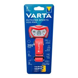 Varta Outdoor Sports H20 Pro Linterna LED, 3 Modos de Luz, Resistente al Agua IPX4, 200 Lm, Incluye Pilas