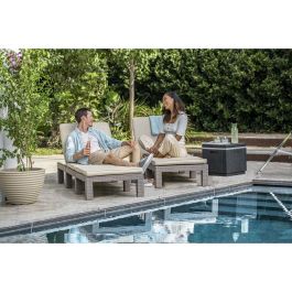 ALLIBERT Daytona Sillón Lounge con Cojines de Resina Trenzada, 4 Posiciones, Beige, 195x65x25,5 cm