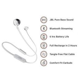 Auriculares Inalámbricos Intrauditivos JBL Tune 205BT/ con Micrófono/ Bluetooth/ Plateados