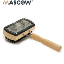 Mascow Cepillo Doble Rodillo para Mascotas, Mango de Plástico y Acero, Marrón/Gris, 17x18x5 cm (24 Unidades)