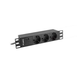 Lanberg PDU-03F-0200-BK Unidad de Distribución de Energía (PDU) 3 Salidas AC Tipo F, 1U Rack Horizontal, 16A, 2m Cable, Negro