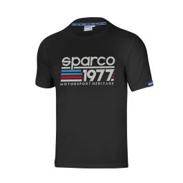 Sparco S01329NR1S Camiseta 1977 Negra Talla S. Confeccionada en suave algodón y elastano, presenta un gran logotipo Sparco 1977.