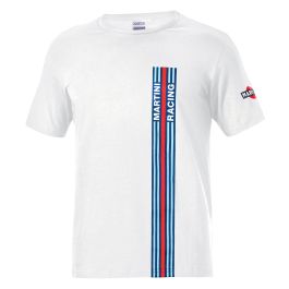 Sparco S01339MRBI5XXL Camiseta Big Stripes Martini Racing de Algodón y Elastano Blanco Talla XXL Suave y Confortable