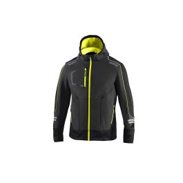 Sparco S02412GSGF0XS Chaqueta Soft-Shell Tech Talla XS Gris-Amarillo Fluo con Logotipos Reflectantes e Inserciones Antiabrasión