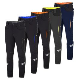 Sparco Kansas T1 - Pantalón Técnico Elástico Negro/Gris con Multibolsillos, Bandas Reflectantes y Refuerzos Antiabrasión Nylon/Spandex