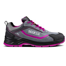 Sparco S0753736GRFU Zapato Seguridad Indy Danica S3 ISO 20345:2022 Piel Gamuza Repelente Agua Suela Flexgrip+ Gris-Fucsia Talla 36
