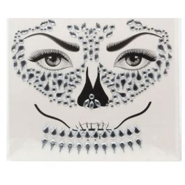 Joyas Faciales Adhesivas Calavera Plateado