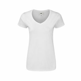 Camiseta de Manga Corta Mujer 141319 100 % algodón Blanco (72 Unidades)
