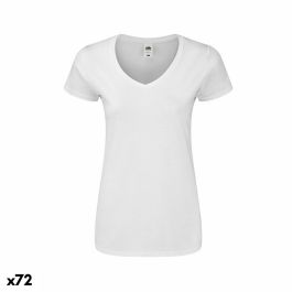 Camiseta de Manga Corta Mujer 141319 100 % algodón Blanco (72 Unidades)