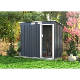Caseta metálica de jardín 2,43m² - 1 puerta corredera - Gris antracita
