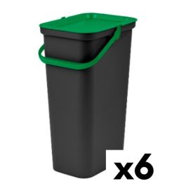 Cubo de Basura para Reciclaje Tontarelli Moda 24 L Negro Verde (6 Unidades)