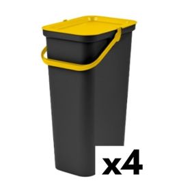 Cubo de Basura para Reciclaje Tontarelli Moda 38 L Amarillo (4 Unidades)