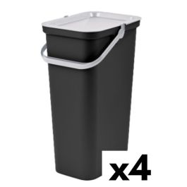 Cubo de Basura para Reciclaje Tontarelli Moda 38 L Blanco Negro (4 Unidades)