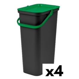 Cubo de Basura para Reciclaje Tontarelli Moda 38 L Verde (4 Unidades)