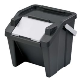 Cubo de Basura para Reciclaje Tontarelli Moda Apilable 28 L Blanco Negro (6 Unidades)