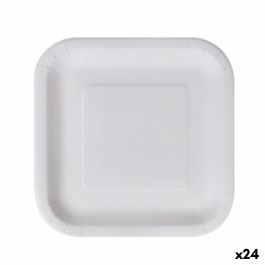 Set de Platos Algon Desechables Blanco Cartón Cuadrado 23 cm (24 Unidades)