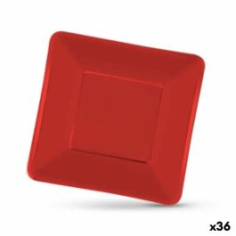 Set de Platos Algon Desechables Cartón Cuadrado Rojo 19 x 19 x 1 cm (36 Unidades)