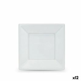 Set de platos reutilizables Algon Blanco Plástico 18 x 18 x 1,5 cm (24 Unidades)