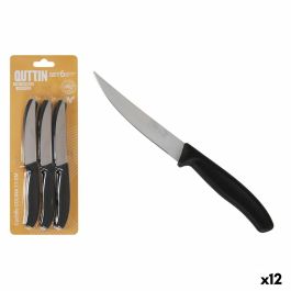 Set de Cuchillos para Carne Quttin Negro Plateado 6 Piezas (12 Unidades)