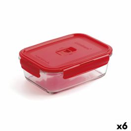 Fiambrera Hermética Luminarc Pure Box Rojo 16 x 11 cm 820 ml Vidrio (6 Unidades)