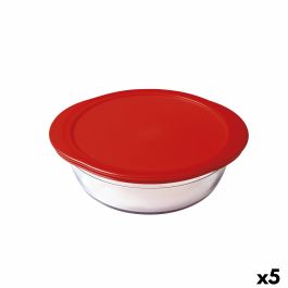 Fiambrera Redonda con Tapa Ô Cuisine Cook & Store 21 x 21 x 7 cm Rojo 1,1 L Silicona Vidrio (5 Unidades)