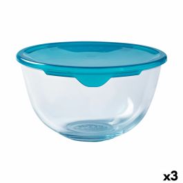 Fiambrera Redonda con Tapa Pyrex Cook & Store 16 x 16 x 10 cm Azul 1 L Silicona Vidrio (3 Unidades)