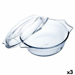Fuente para Horno Ô Cuisine Ocuisine Vidrio Transparente Vidrio 21,5 x 18 x 8,5 cm Con Tapa (3 Unidades)