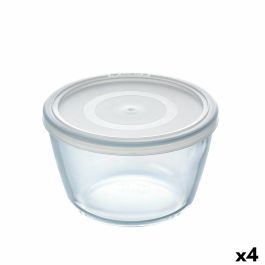 Fiambrera Redonda con Tapa Pyrex Cook & Freeze 1,1 L 15 x 15 x 10 cm Transparente Silicona Vidrio (4 Unidades)