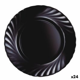 Plato Llano Luminarc Trianon Negro Vidrio (Ø 24,5 cm) (24 Unidades)