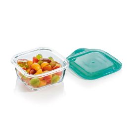 Fiambrera Cuadrada con Tapa Luminarc Keep'n Lagon 760 ml 13 x 6 cm Turquesa Vidrio (6 Unidades)