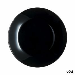 Plato Llano Luminarc Zelie Negro Vidrio 25 cm (24 Unidades)