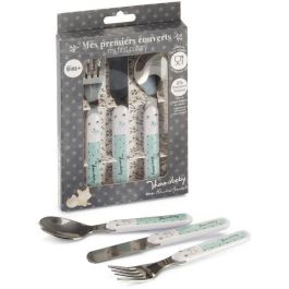 Thermobaby AAANW36169 - Pack de Comida Bebé de Acero Inoxidable - Taza, Cuenco, Plato Hondo y Cubiertos