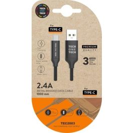 Tech One Tech Cable USB-A a USB-C 1m Nylon Negro, Carga Rápida 2.4A, Resistente y Duradero Precio: 3.95000023. SKU: B1G3Z3LCQG
