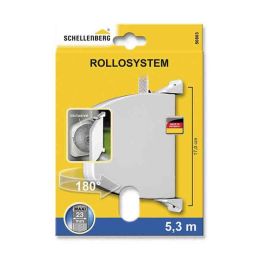Schellenberg Recogedor exterior abatible giratorio 180° marrón, 5.3 m de cinta, 34 x 188 x 156 mm