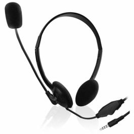 Ewent EW3567 Auriculares Alámbricos Diadema Supraaural con Conector 3.5mm, Micrófono Boom, para Llamadas y Música, Negro
