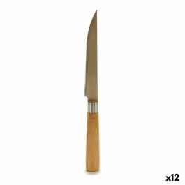 Cuchillo Plateado Marrón Acero Inoxidable Bambú (2 x 24 x 2 cm) (12 Unidades)