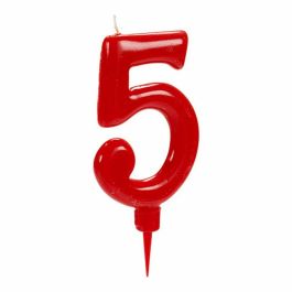 Vela Cumpleaños Número 5 Rojo (12 Unidades)